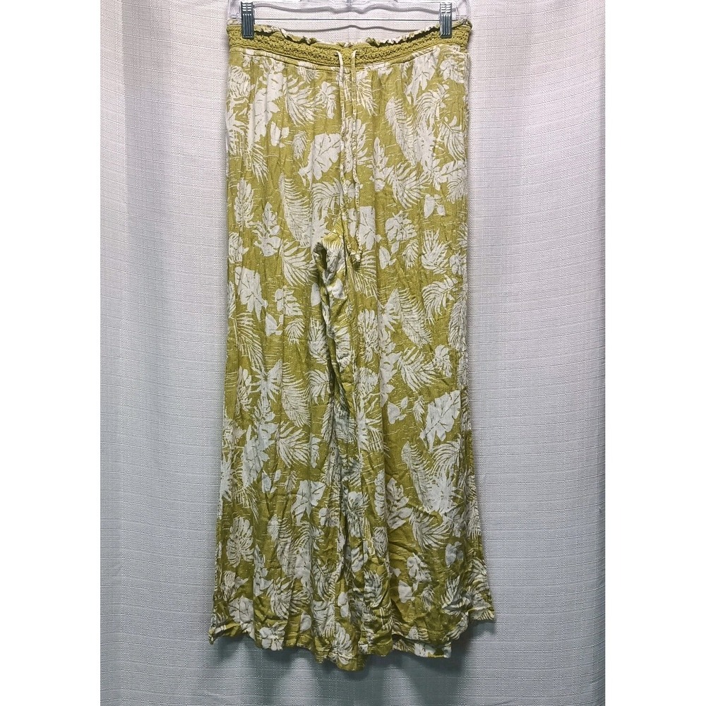 MUDD Green Floral Paradise Pant Wide Split Leg‎ Women's XL Beach Cover Up Summer